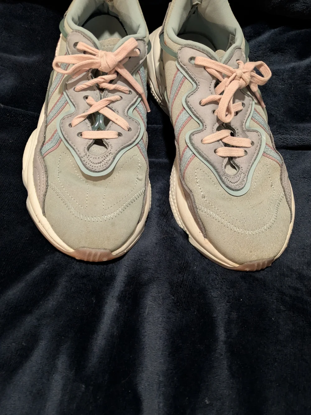 adidas Sage Green and Pink Women's Athletic Sneakers